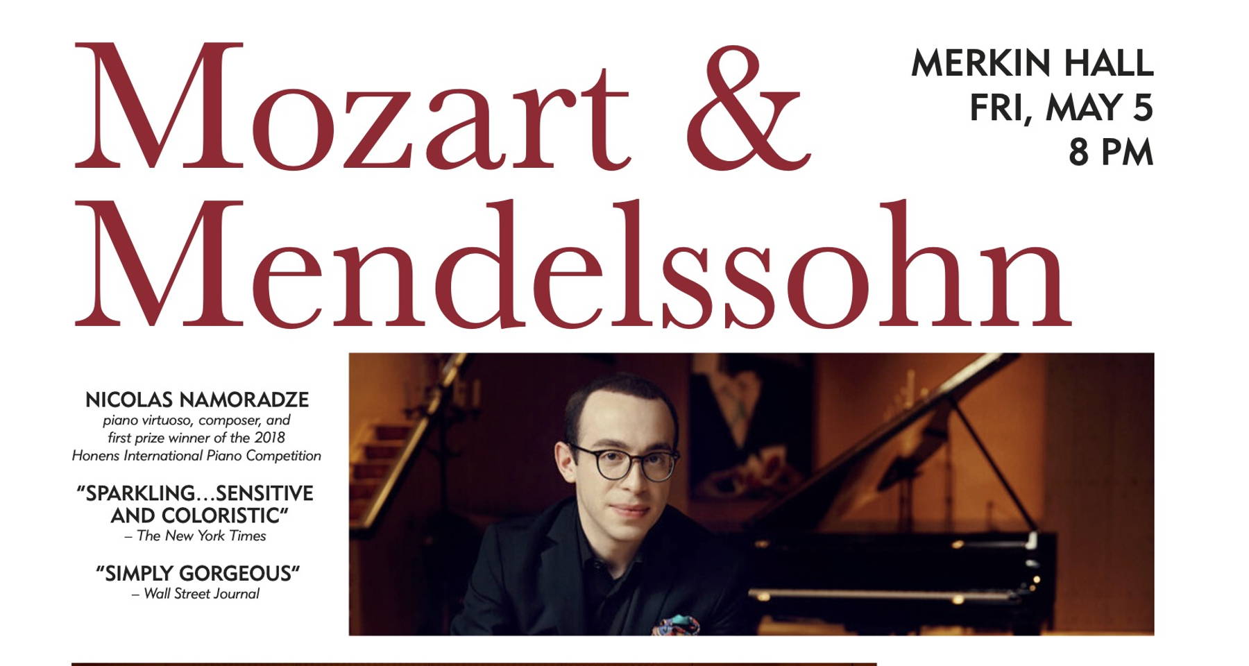 Pegasus Presents: Mozart, Mendelssohn, Scriabin, & Rachmaninoff at Merkin Hall!