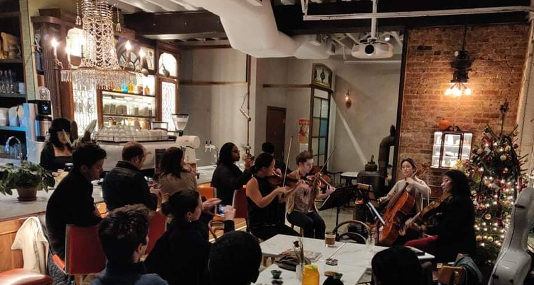 Cello quartet at Beloved Cafe